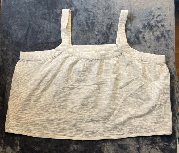 Pact Tops - Pact Organic Cotton Coastal Double Gauze Square Neck Cami White Tank Top XXXL
